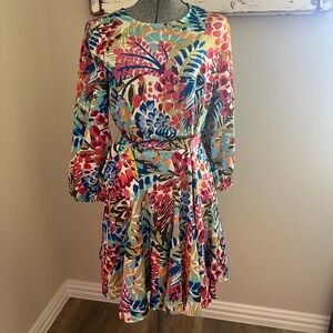 Sugarlips Colorful Floral Mini Long Sleeve Dress
